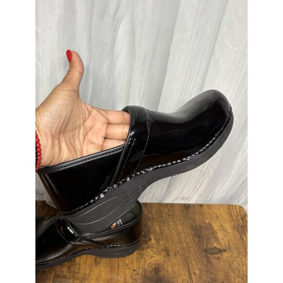 DANSKO XP 2.0 BLACK PATENT CLOGS COMFORTABLE SLIP-ON SHOES SIZE 7-7.5B 38 Work - Picture 6 of 11
